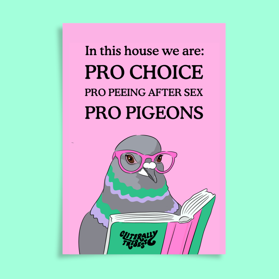 pro choice pro peeing after sex pro pigeons poster print cliterally the best