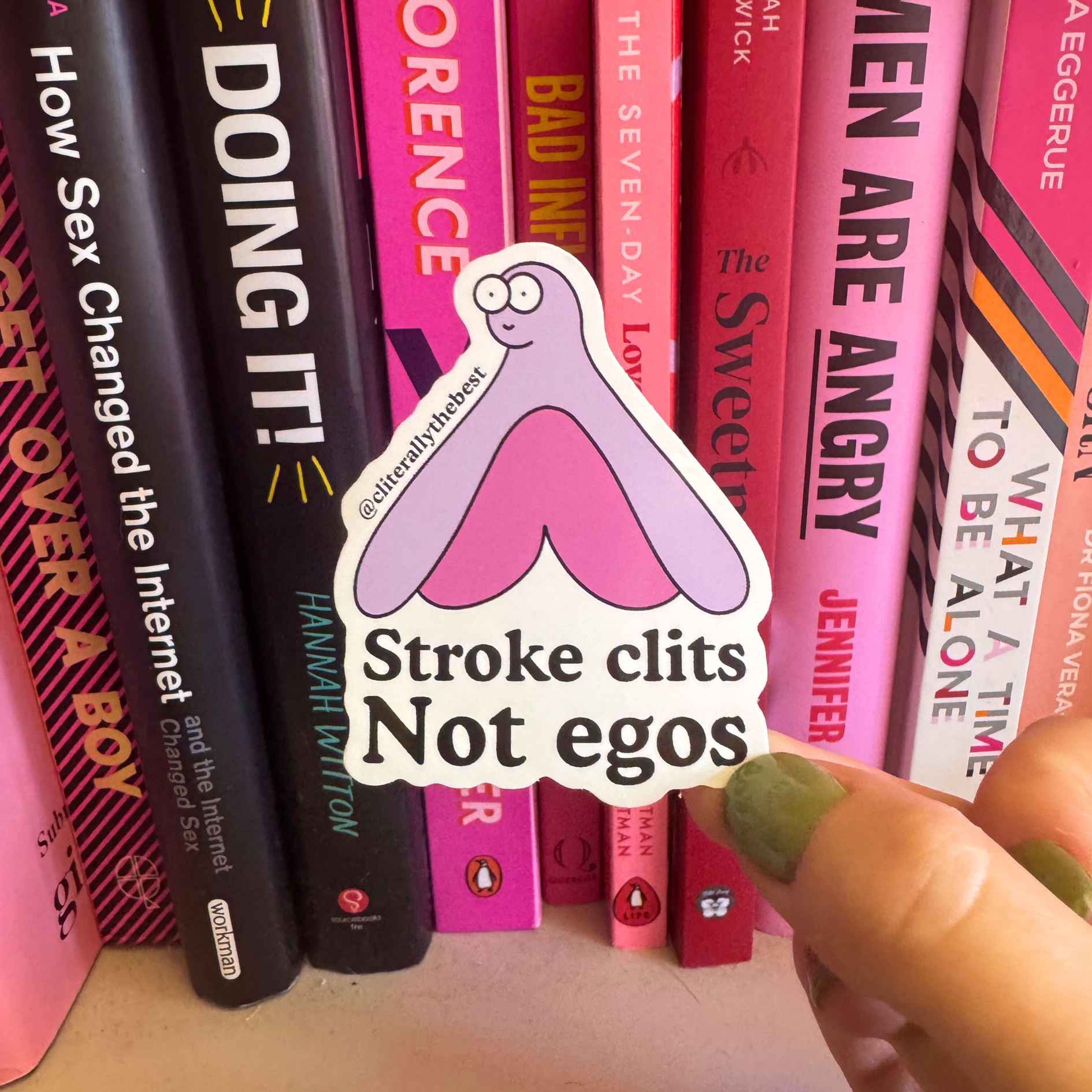 'Stroke clits not egos' Vinyl Sticker