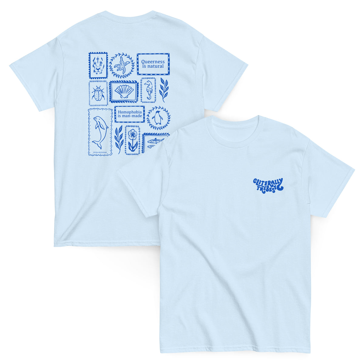 'Homophobia is Manmade' Baby Blue Sex Positivi-tee