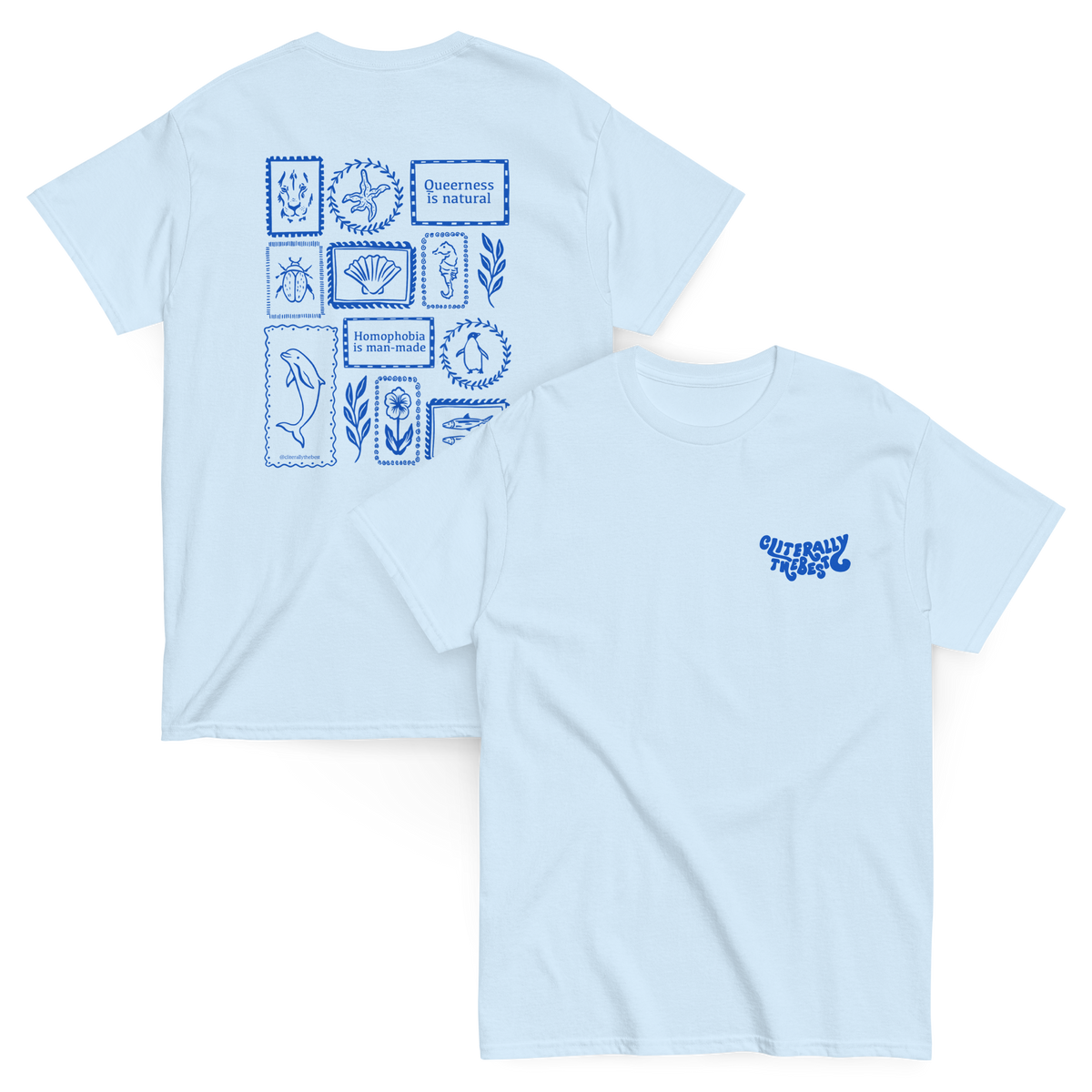 'Homophobia is Manmade' Baby Blue Sex Positivi-tee